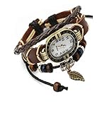 Wangjianfeng Webenweinlese Männer und Frauen lederne einfache Armbanduhr