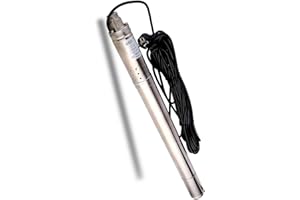 SHYLIYU Pompa per pozzi profondi, 220 V, pompa sommersa in acciaio inox o impianto idraulico domestico e giardino (0,37 KW, 1 m³l/h 50 m)