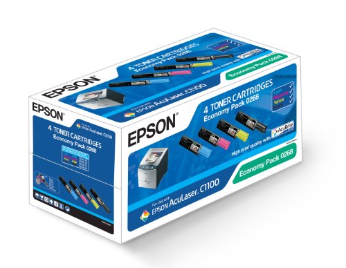Epson C13S050268 AcuLaser C1100 Tonerkartusche schwarz und farbig schwarz 4.000 Seiten / Farbe 1.500 Seiten economy pack