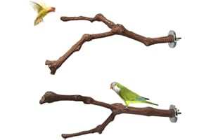 KALSEY 2 Pezzi Posatoi per Uccelli, Posatoi per Pappagalli, Persico in Legno per Uccelli, Ramo D'uva Naturale Giocattolo per Pappagalli, Trespolo Posatoio Supporti per Uccelli, Canarini