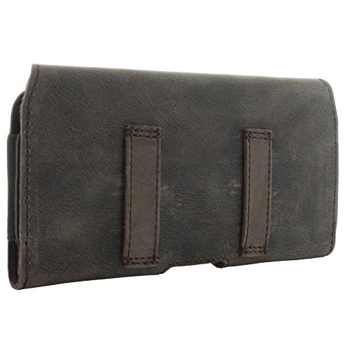 Smart-PlanetÂ® Design Echt Leder GÃ¼rteltasche 3XL z.B. Apple iPhone 8 X 6 7 - Samsung Galaxy Xcover 4 S7 S6 2017 Edge Quertasche - Vintage Look braun