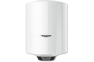 Ariston PRO 1 ECO, Chauffe-eau électrique vertical mural 50 litres, diamètre 450 mm - Conçu et fabriqué pour être installé en France. Blanc
