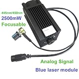 Lente: Cristal Señal analógica 445nm / 450nm 2500mW / 2.5W Módulo de punto láser de diodo azul 12V DIY Grabado CNC