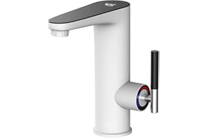 ESIP Tap with Instantaneous Water Heater, Tap with Integrated Instantaneous Water Heater, 3000 W Temperature Display, Electric Tap with Instantaneous Water Heater, White Washbasin Tap Kitchen