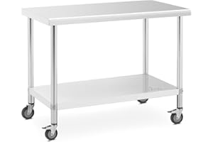 Royal Catering RCAT-120/60-W Table de travail 60 x 120 cm capacité de charge 158 kg Table plan de travail Table de travail atelier Table de travail cuisine