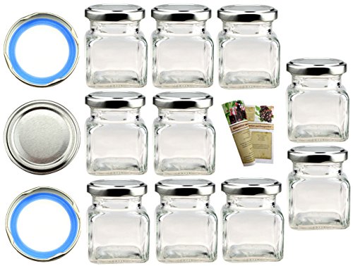 12 Eckige Einmachgläser 260ml - Marmeladengläser Mit Schraubdeckel