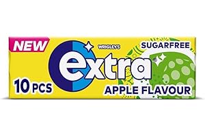 THREE STRAWBERRY LTD Extra Apple Flavour Sugar Free Chewing Gum Pieces x 30 pack (10Pcs)