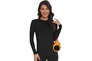 SIMIYA Thermal Tops Womens Round Neck Soft Base Layers Long Sleeve Top Women Thermal Underwear Shirt Warm Wicking