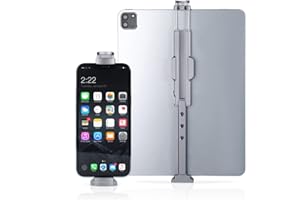 ARNARKOK Supporto per treppiede in metallo per iPad con attacco freddo, vite da 1/4 ", binario Acra Swiss, compatibile con iPad 1, 2, 3, 4 Mini Air Pro, Microsoft Surface, morsetto universale per tablet
