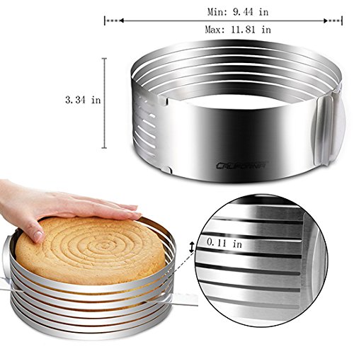 ONEDONE Tortenboden-Schneidhilfe Einstellbar Edelstahl Tortenring Mousse Ring Kuchen Backform Schneide Schicht Form Kuchenschneider Slicer (9-11inch) - 6