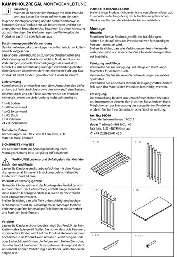 dobar Holzlager Große Kaminholzregal Wand XL aus Holz für draußen im Garten, 140 x 50 x 143 cm, Kiefer, grün / braun - 11