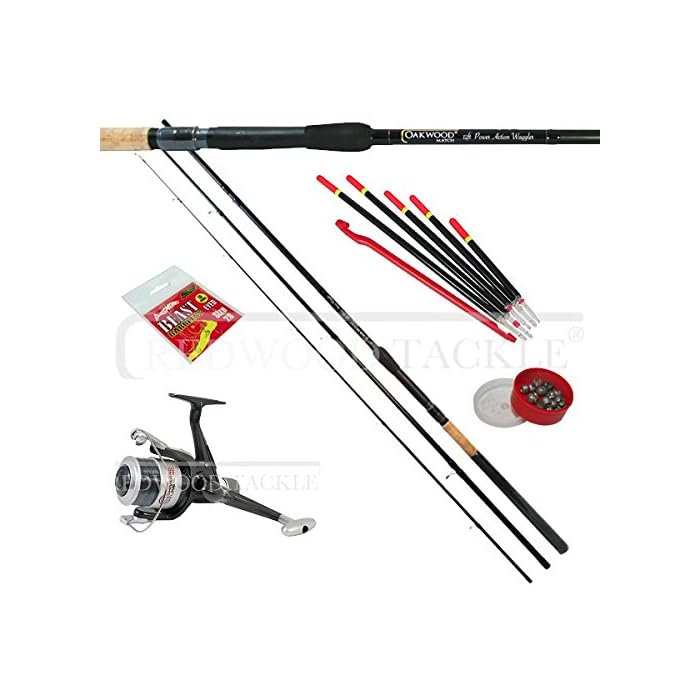Match Fishing Reel & Line & 12ft Oakwood 3pc Float rod + Floats Shot