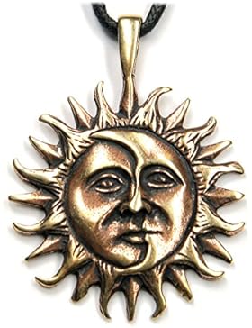 Sonne Mond keltischer Schmuck Anhänger Bronze, Länge mit Öse: 4cm, inkl. Band