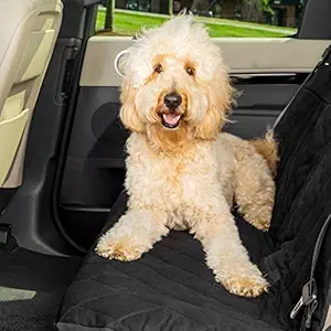 PetSafe Happy Ride Quilted Dog Car Seat Cover ?�� Waterproof & Durable ?�� Machine Washable ?�� Fits Most Cars, Trucks & SUVs ?�� Backseat Protection for Scratches & Dog Hair - Bench, Black