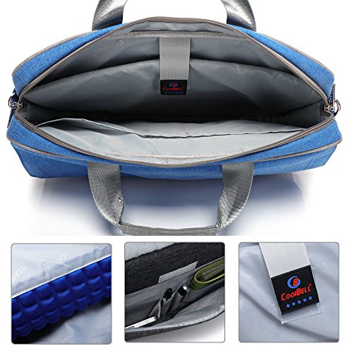 CoolBELL 15,6 Zoll Laptop Tasche Nylon Schultertasche mehrfach Abteil Messenger Bag Handtasche Tablet Aktentasche für Laptop / Tablet / Macbook,Blau - 6