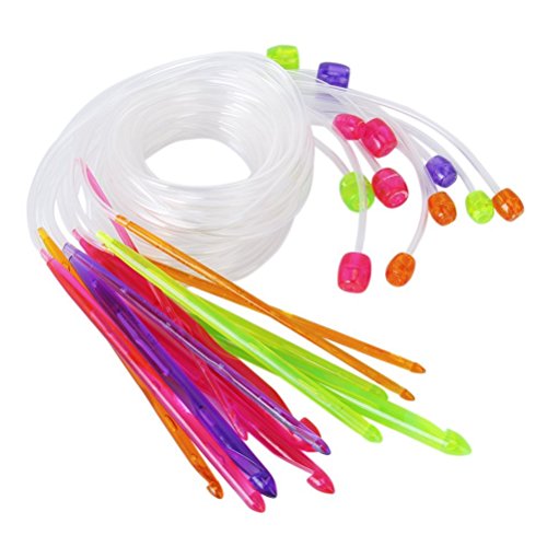 PIXNOR 12 bunte afghanischen tunesischen Kunststoff Teppich-Haken-Stricknadeln (3.5 mm bis 12,0 mm)
