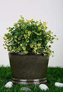 Justoriginals Balti Shape Ceramic Flower Pot with Stand at Base (Color : Green)