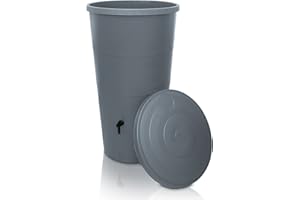 YourCasa Regentonne 160 Liter [inklusive Anschlusset & Bohrer] Regenfass Wetterfest aus Kunststoff mit Wasserhahn - Regenwassertonne - Wasserfass Regenwassertank Wassertonne für Garten (Grau, 160L)