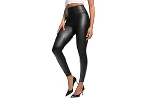 Zilams Pantalon Cuero Mujer Cintura Alta Pantalones Elasticos Leggins Cuero Mujer Push Up Sexy Pantalones de Piel Sintético