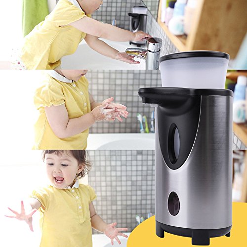 Automatischer Seifenspender, 300ML Elektrischer No-touch Seifenspender mit Infrarot Sensor, Wasserdichter Batteriebetrieben Flüssig seifenspender für Bad & Küche Kinderhänden[2017 Upgrade Version] - 8