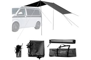 Donkivvy Osłona przeciwsłoneczna do konwersji kamperów, kamperów lub przyczep kempingowych, 300 x 200 cm, czarny