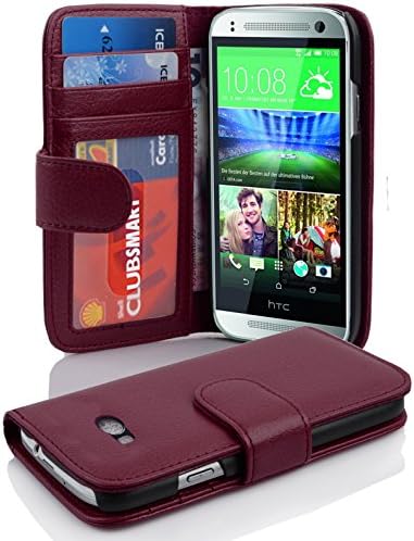 cadorabo Book Case works with HTC ONE M8 MINI (2.Gen.) in BORDEAUX PURPLE - with Magnetic Closure and 3 Card Slots - Wallet Etui Cover Pouch PU Leather Flip