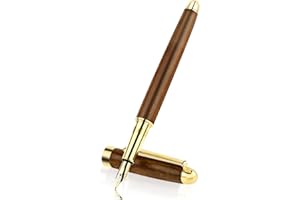 Cobee Soledì Penne stilografiche vintage in legno, 0,7 mm, realizzate a mano, penna stilografica di lusso in legno a punta fine, scrittura liscia, per diari, calligrafia, articoli regalo (marrone)