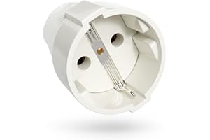 ABSINA Presa volante schuko con scarico della trazione - Presa schuko di sicurezza in PVC 230V, 2 poli, 16A e 3,7kW - Presa volante femmina - Classe di protezione IP20 da usare in ambienti asciutti