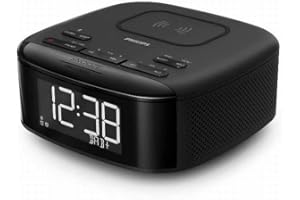 Philips R7705/10 Radiosveglia DAB+/FM, Bluetooth, Allarme Doppio, Spegnimento Automatico, Sincronizzazione Automatica Dell'orario, Batteria Tampone, Caricatore Telefono Wireless