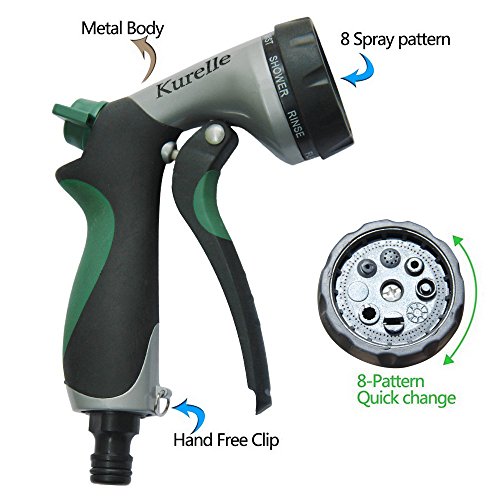 Garten-Handbrause / prühkopf von Kurelle; Hochdruck-Pistolengriffauslöser, 8 einstellbare Strahlformen, geeignet zum Autowaschen, Saubermachen, für die Bewässerung von Rasen und Pflanzen und ideal für das Waschen von Haustieren. - 2