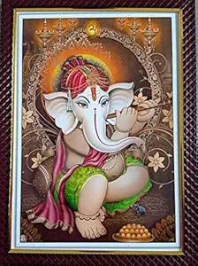 Lalitha Photo Frame Works Lord Ganesha/Ganapati Wall Hanging Photo Frame for Home Decor (14X 20 Inch)