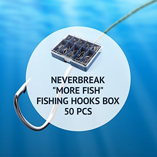 Neverbreak "More Fish" Maximum Power Braided Fishing Line Set. 500M (550 Yards) and 300M (328 Yards), Braided Fishing Two Spool Super Pack. Very Resistant and Sturdy. 50 Free Fishing Hooks. (Only Fishing Hooks, 50 pcs)