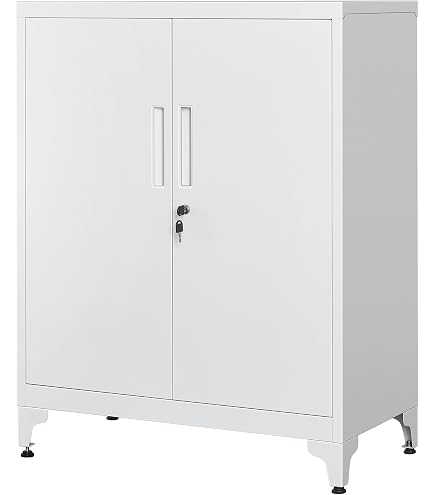 Armoire De Bureau IDMarket Maria - 190cm De Haut - 2 Portes, 4 Étages - Bois Et Blanc