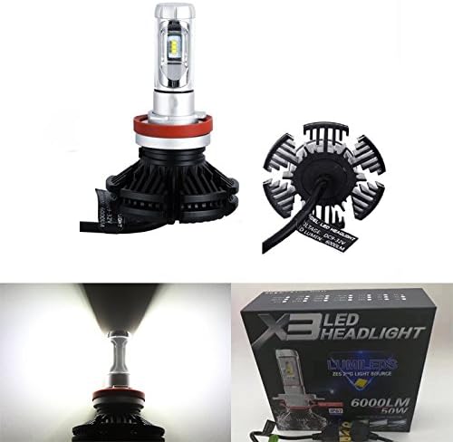 MX 12000 Lumen ZES Chip Extremely Bright LED Headlight Fog Lamp Conversion Kit Pure White 6500K Size H11 (H8 H9) Set of 2
