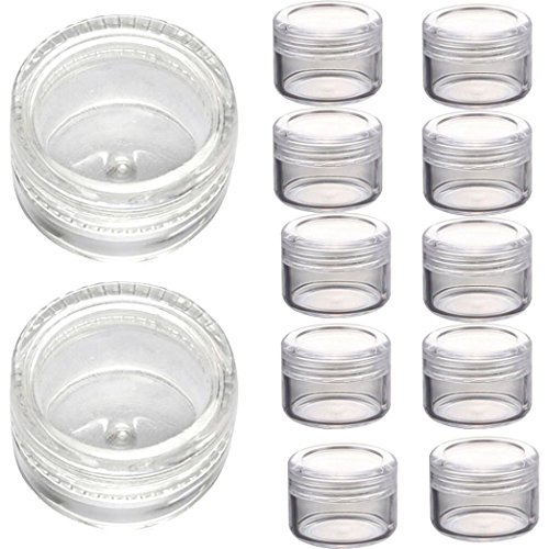 Ularma 50Pcs Clear Plastic Empty Cosmetic Sample Containers Jars Pots Small 3g