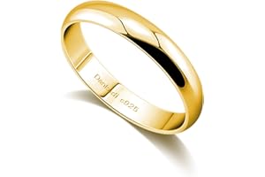 Dankadi Anello di fede nuziale in argento 925, larghezza 3,5 mm, placcato oro, misura 44 a 70 mm, per coppia, sposo, semplice e liscio a cupola, per donna, uomo, regalo per amore, matrimonio, amica,