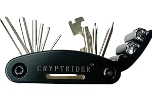 CRYPTRIDER 16-in-1 Bicycle Multi-Tool – Compact Portable Bike Repair Kit with Hex Wrenches, Screwdrivers, Socket Wrenches and Spoke Tool