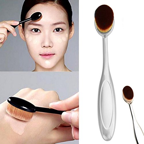 Kingko® Pro Cosmetic Makeup Face Powder Blusher Foundation Toothbrush Curve Flexible Brush (Silver)