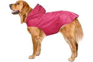 Voarge Impermeable para Perros, Chubasquero para Perros Medianos y Grandes con Capucha, Abrigo Impermeable Poncho de Lluvia con y Tira Reflectante para Perros Pequeños medianos (4XL, Rojo)