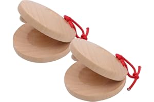 Tiardey 2 PCS Wooden Castanets Wooden Finger Castanets Wood Clappers Percussion Instruments