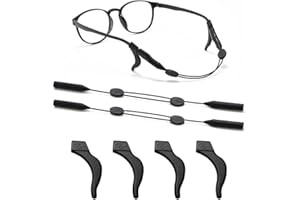 XFentech 2 Pezzi Cinturini Regolabili per Occhiali con 2 Paia Ganci per Orecchie Universali in Silicone per Occhiali da Sole e Occhiali Sportivi per Uomo Donna Bambino