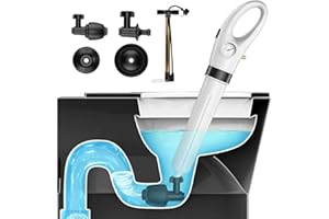 UNCOTARILY Inflatable Toilet Plunger, High Pressure Drain Piston, Powerful Air Drain Blaster Toilet Plunger with Piston Heads and Inflator for Dredge Toilet/Washbasin/Bathtub/Floor Drain