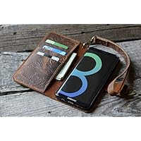 handgemachte echtes Leder-Mappenkasten für Samsung Galaxy s8 plus (S8 +) Flip-Cover Flip Case mit Kreditkarte -Schlitz mit Samsung Galaxy S8 Wristlet