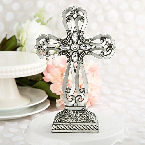 Large 9 Pewter Cross Baptism and First Communion Centerpiece and Cake Topper by Fashioncraft