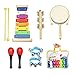 Produktbild Musikinstrumente Kinder Set, NASUM 7 Stück Holz, Percussion Spielzeug Xylophon, Rassel, Maracas, Schlittenglocke, Handgelenkglocken Rhythmus Band Set Instrument Toy …