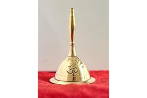 Indian Consigners Hand Bell Loud Brass Call Bells 3 Inches Altar Pendulam Use (Om Gold)