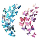 72 Stücke (12 Blau + 12 Colour + 12 Grün + 12 Gelb + 12 Pink + 12 Rot) 3D-Schmetterling Aufkleber