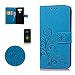 Produktbild CaseHome LG G5 Erhaben Klee Blume Hülle,Folio Schutzhülle Tasche Lederoptik PU Leder Mit Wallet Kartenfach Magnetverschluss Standfunktion Handytasche Slim-Schutzhülle Folio Schale Schalen Fall Buchstil Klapptasche Mit Karten-/Geldscheinfach Handy Etui Flip Tasche Für LG G5-Blau
