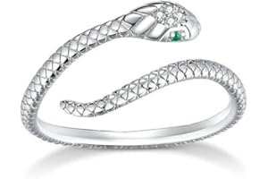 Joielavie Ring aus 925er-Sterlingsilber, Schlangenform, grüner weißer Zirkon, offenes Ende, Schmuck für Mädchen und Damen, Sterling Silber, Zirkonia