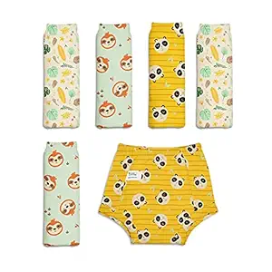 superbottoms Padded Underwear - Waterproof Pull up Underwear/Potty Training Pants for Babies/Kids, Pull up Unisex Trainers for Girls and Boys (Size 3 (3-4 Years), Jungle Jam (Pack of 6))